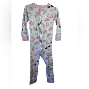 Magnolia Baby Zip One Piece Summer Theme‎ Long Sleeve PJ Size 3T Pima Cotton